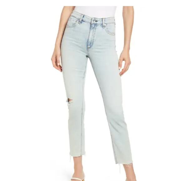 Rag & Bone Nina Ripped High Waist Ankle Cigarette Denim Jeans -Jade  size 27 - Picture 1 of 9